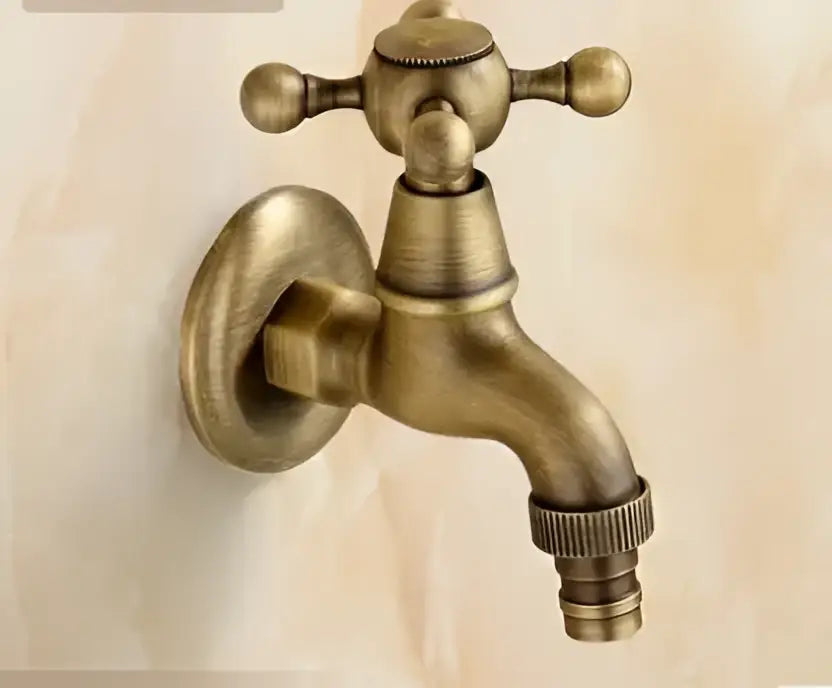 Antique dragon carved brass single cold tap garden faucet