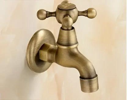 Antique dragon carved brass single cold tap garden faucet