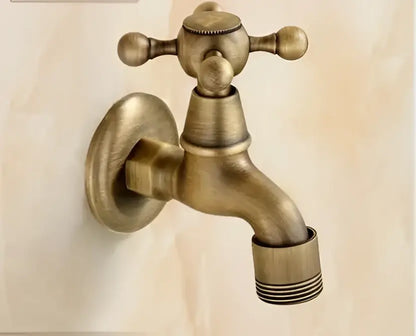 Antique dragon carved brass single cold tap garden faucet