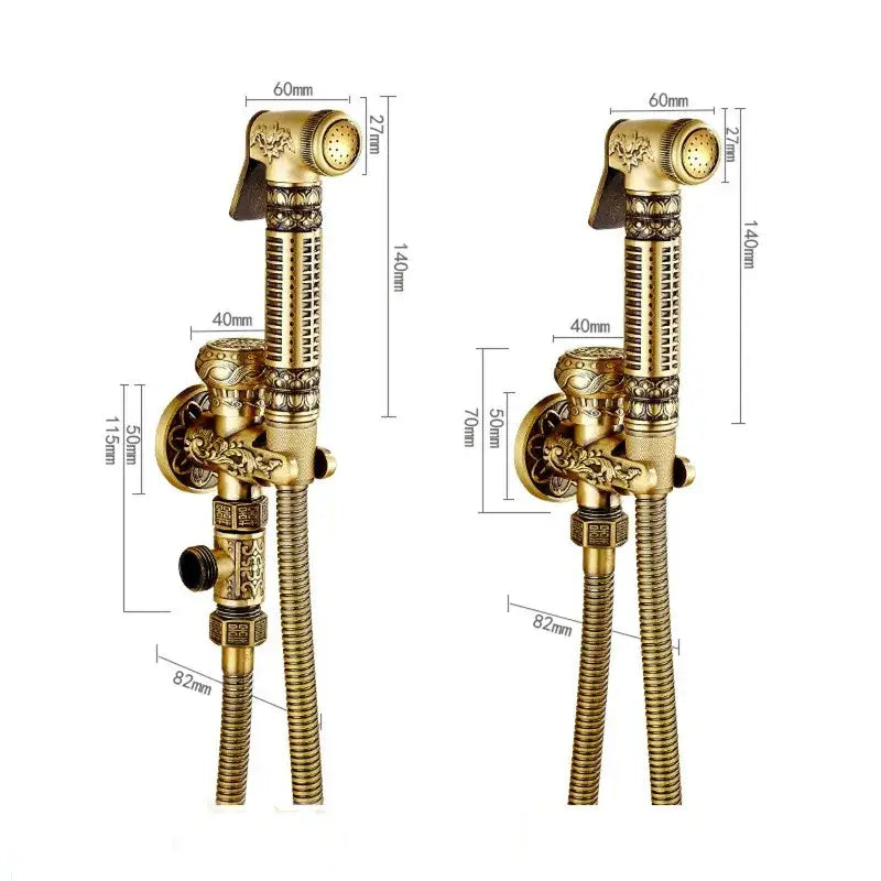 Antique engraved brass bidet shattaf for bathroom hygienic washing