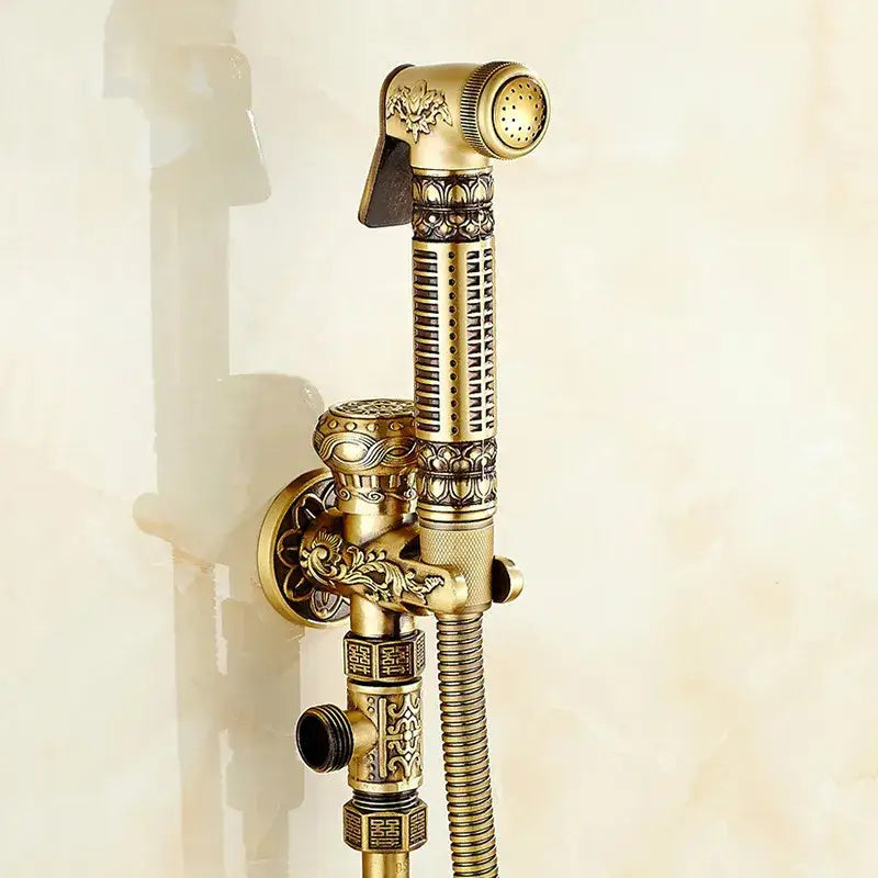 Antique engraved brass bidet shattaf for bathroom hygienic washing
