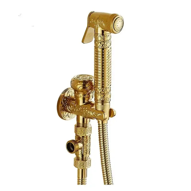 Antique engraved brass bidet shattaf for bathroom hygienic washing