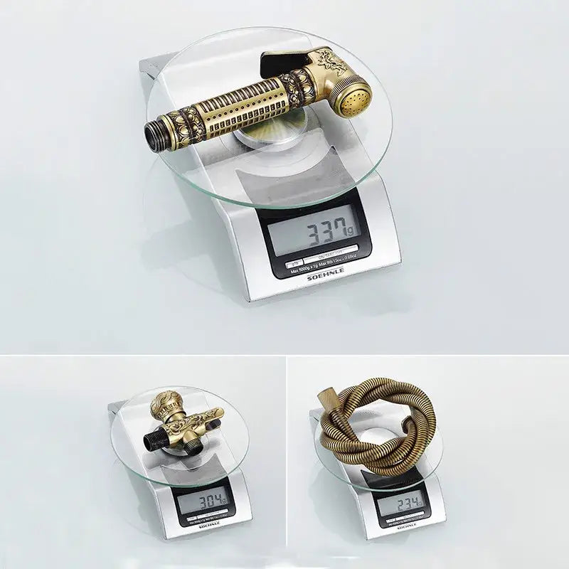 Antique engraved brass bidet shattaf for bathroom hygienic washing