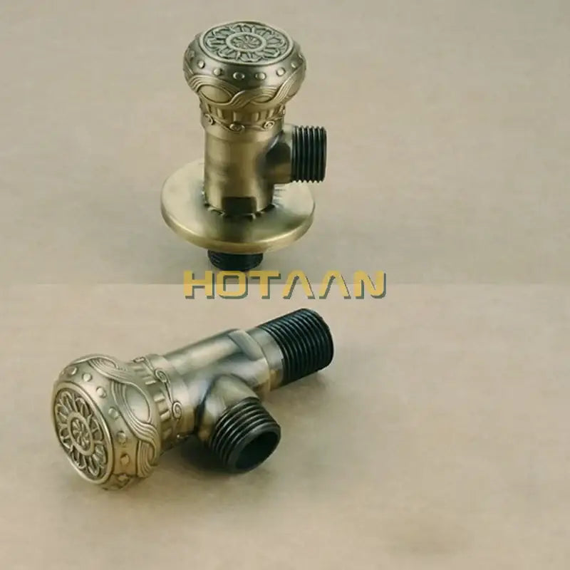 Antique engraved brass triangle valve bathroom faucet