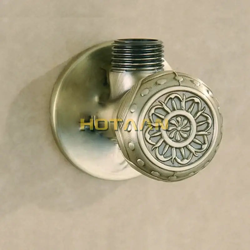 Antique engraved brass triangle valve bathroom faucet