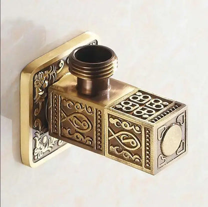 Antique floral brass bathroom angle stop valve