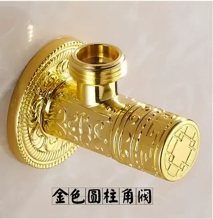 Antique floral brass bathroom angle stop valve