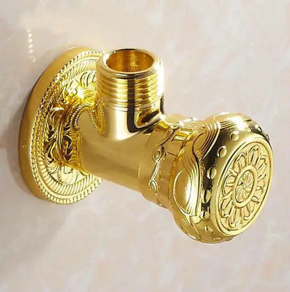 Antique floral brass bathroom angle stop valve