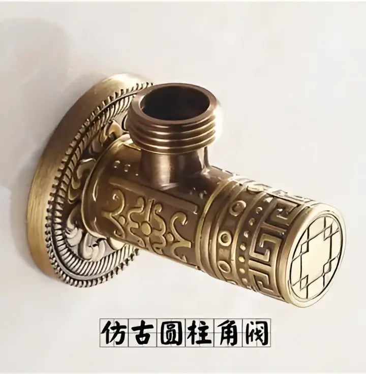 Antique floral brass bathroom angle stop valve