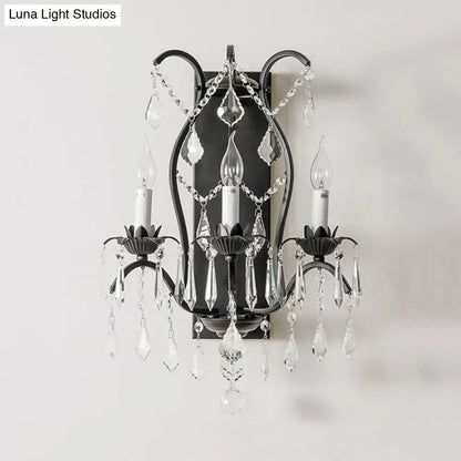 Antique gold candelabra wall light with crystals for dining room