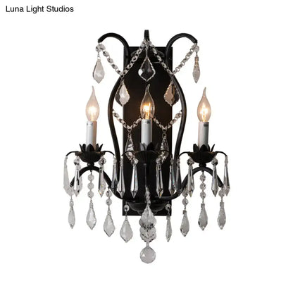 Antique gold candelabra wall light with crystals for dining room