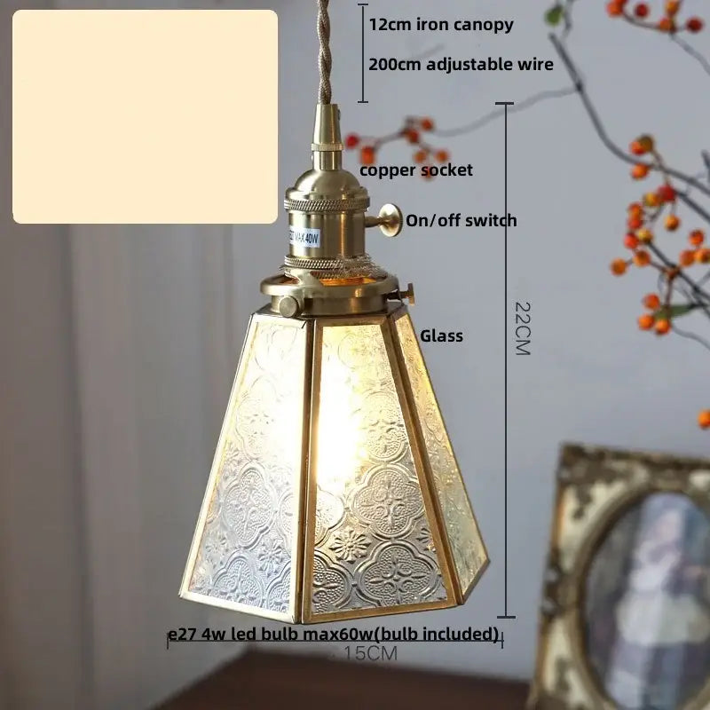 Antique gold petal glass led pendant lamp kitchen light fixture