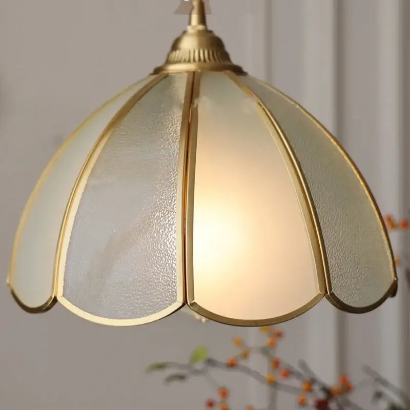Antique gold petal glass led pendant lamp kitchen light fixture
