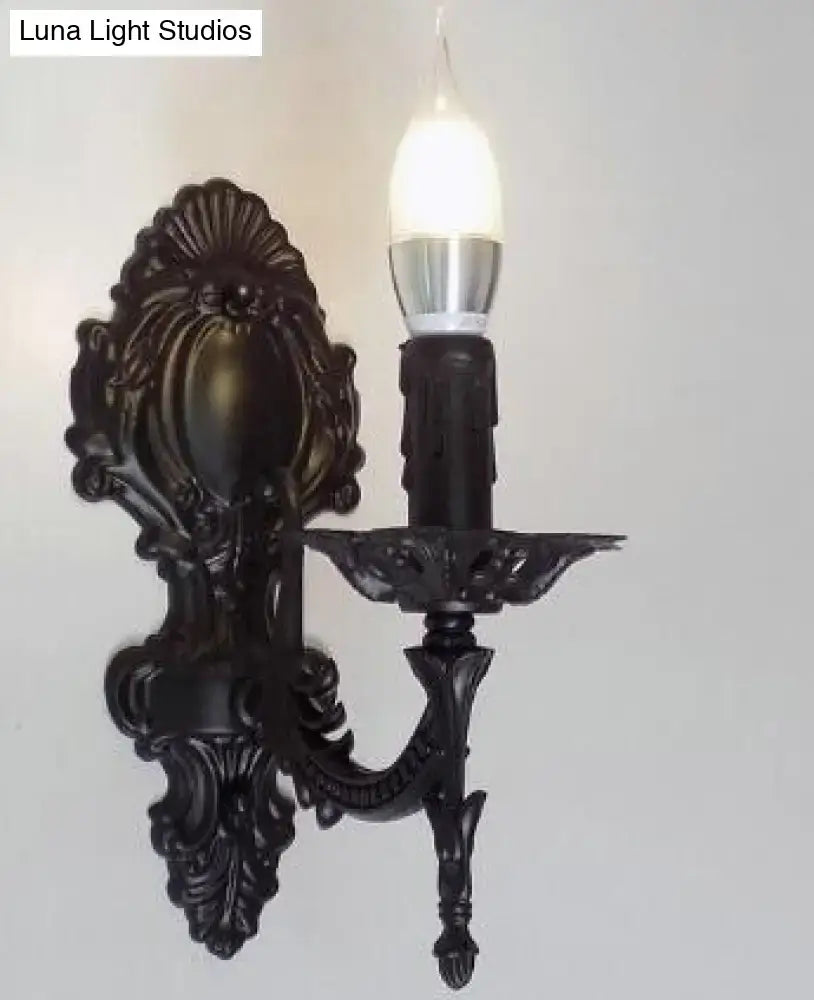 Antique gold retro european wall light bedroom ornate sconce