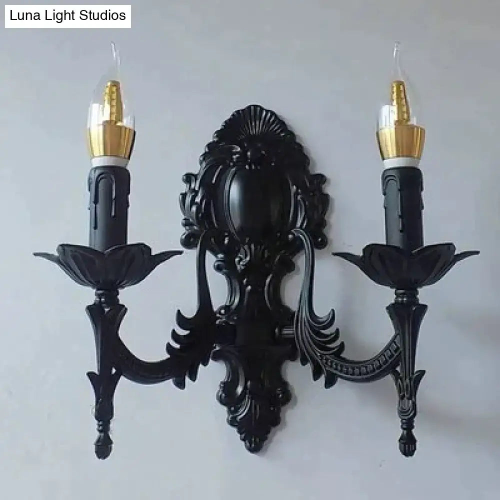 Antique gold retro european wall light bedroom ornate sconce