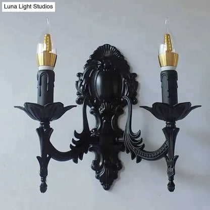 Antique gold retro european wall light bedroom ornate sconce
