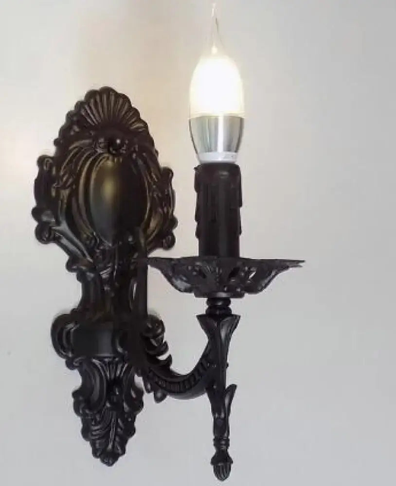 Antique gold retro european wall light bedroom ornate sconce