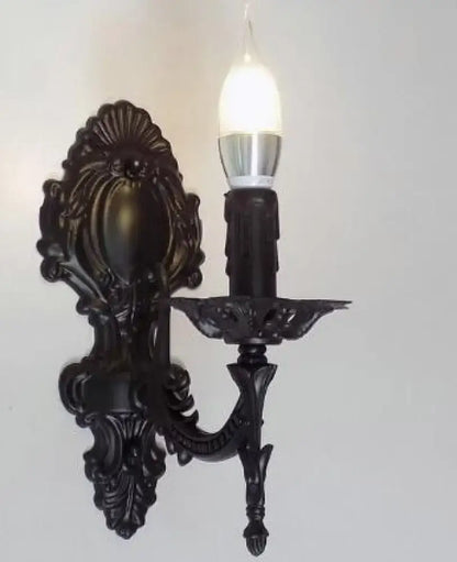 Antique gold retro european wall light bedroom ornate sconce