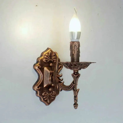 Antique gold retro european wall light bedroom ornate sconce
