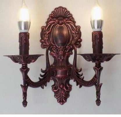 Antique gold retro european wall light bedroom ornate sconce