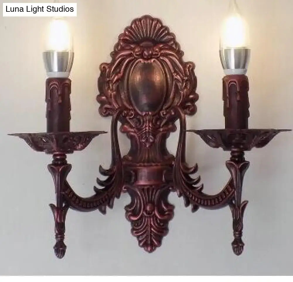 Antique gold retro european wall light bedroom ornate sconce