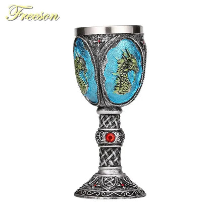 Antique gothic silver dragon king goblet dining room whiskey glass