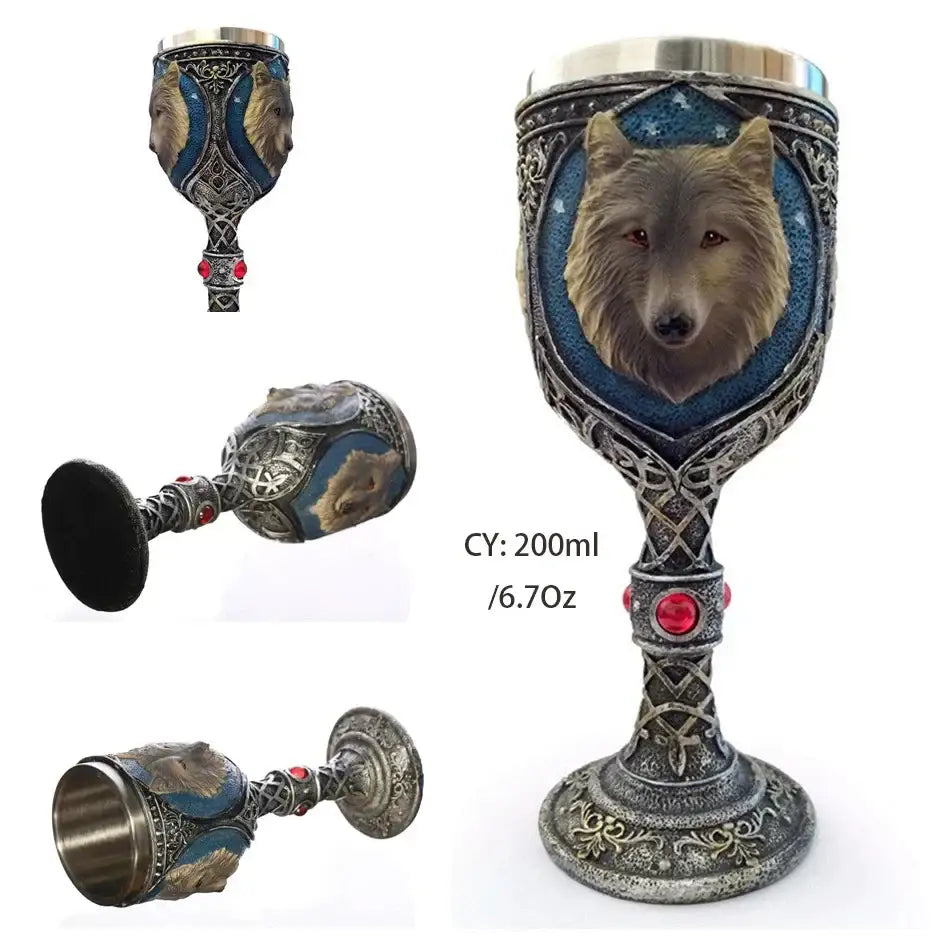 Antique gothic silver dragon king goblet dining room whiskey glass