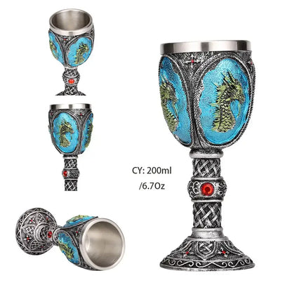 Antique gothic silver dragon king goblet dining room whiskey glass