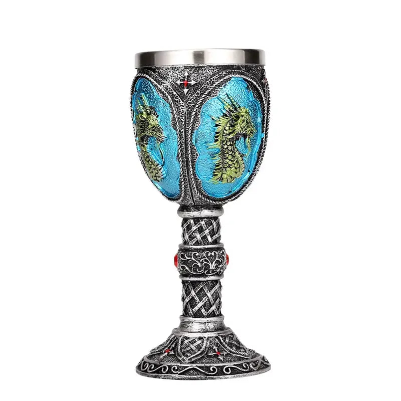 Antique gothic silver dragon king goblet dining room whiskey glass