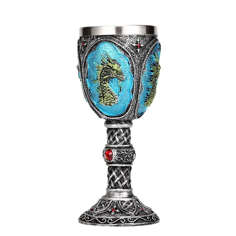 Antique gothic silver dragon king goblet dining room whiskey glass