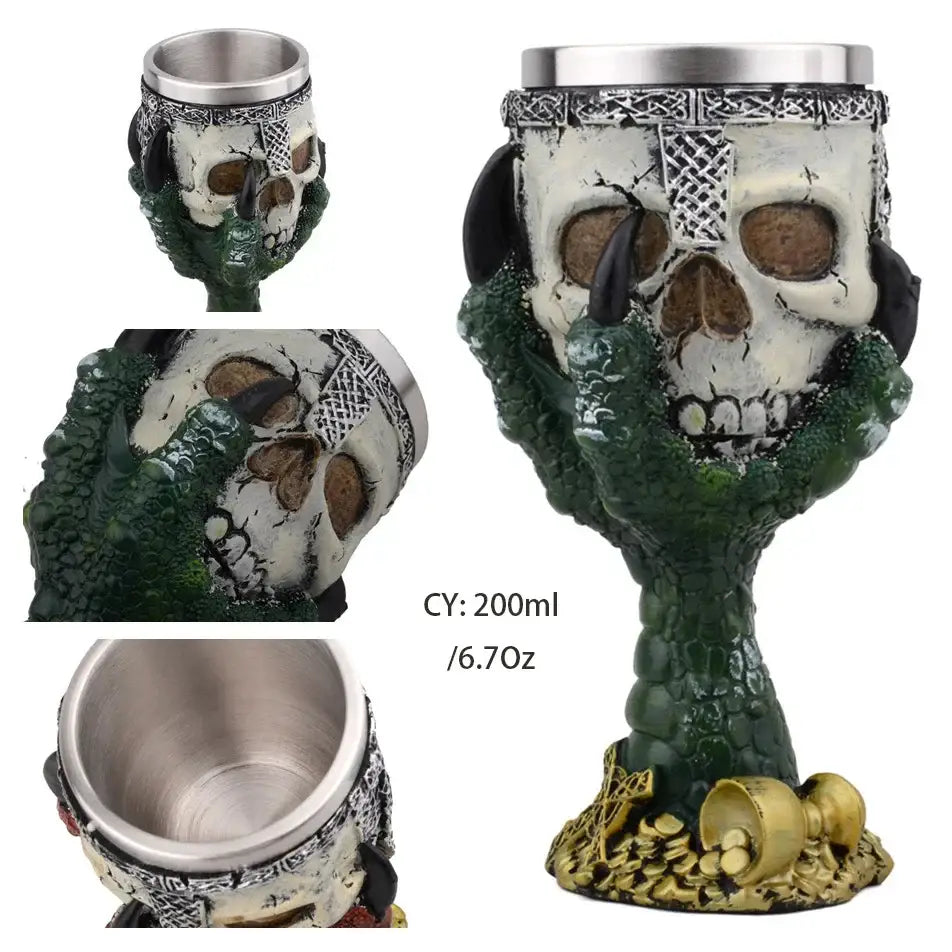 Antique gothic silver dragon king goblet dining room whiskey glass