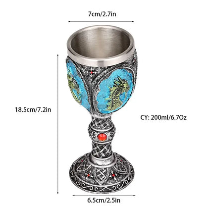 Antique gothic silver dragon king goblet dining room whiskey glass