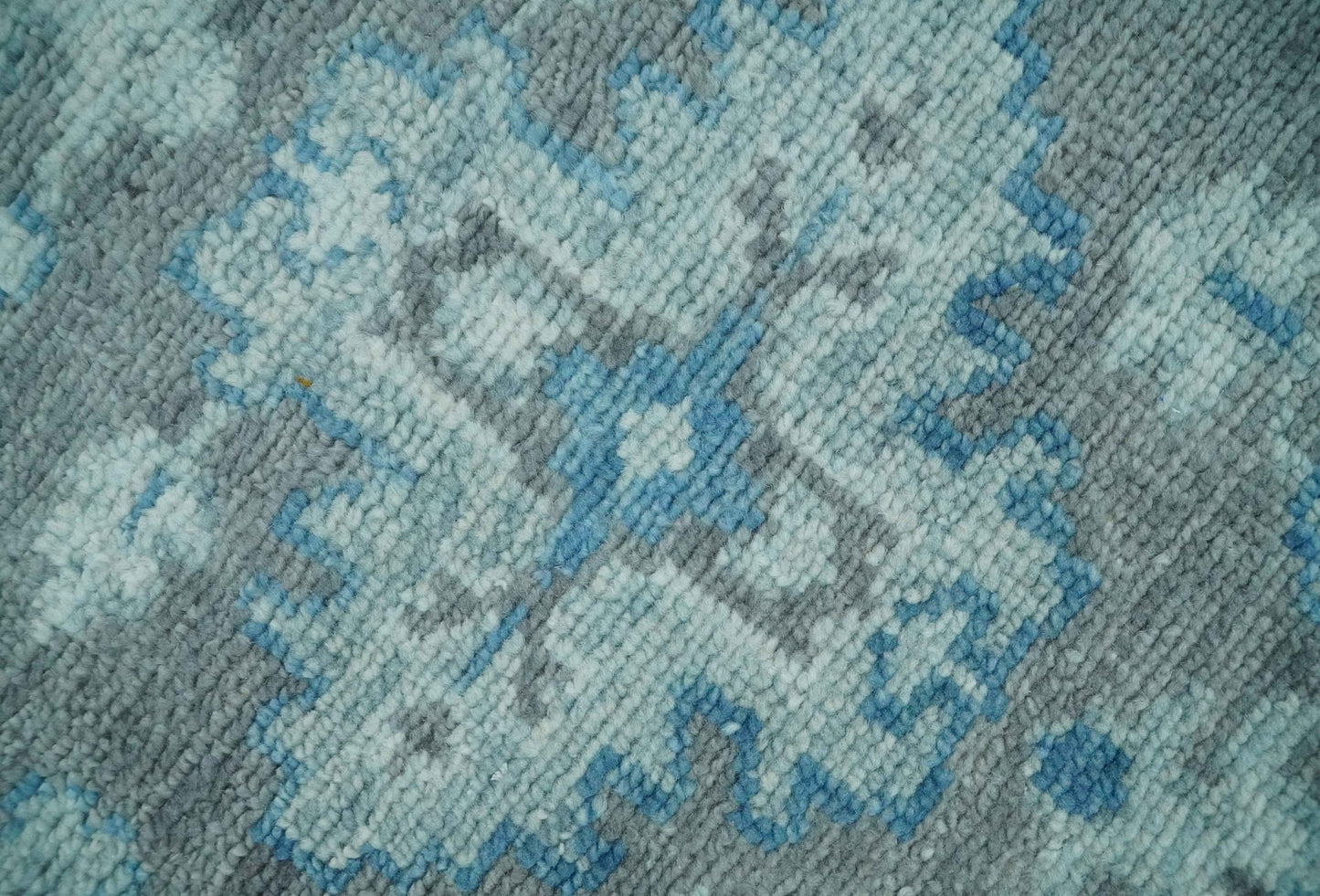 Antique Turkish  Gray and Blue Hand Knotted 8x10 Wool Area Rug