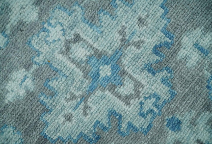 Antique Turkish  Gray and Blue Hand Knotted 8x10 Wool Area Rug