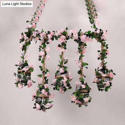 Antique pink cherry blossom metal island ceiling light dining room