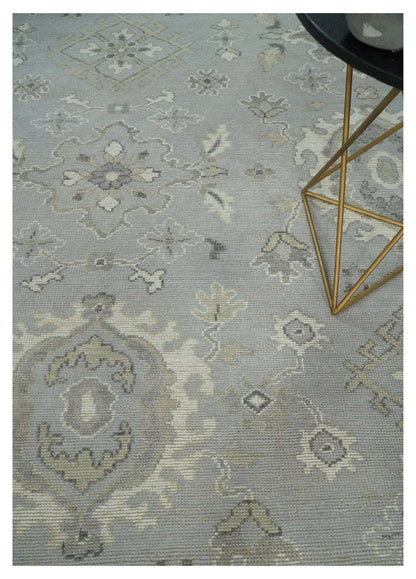 Antique Style Silver And Beige Modern Oushak wool Area Rug