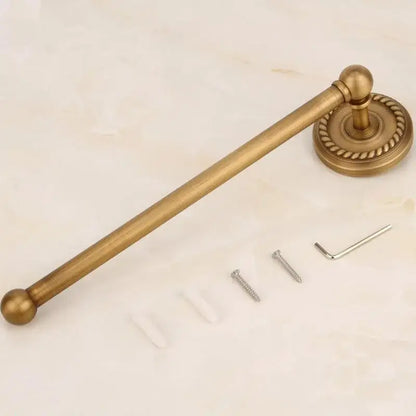 Antique ornate brass round towel ring bathroom holder