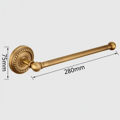 Antique ornate brass round towel ring bathroom holder