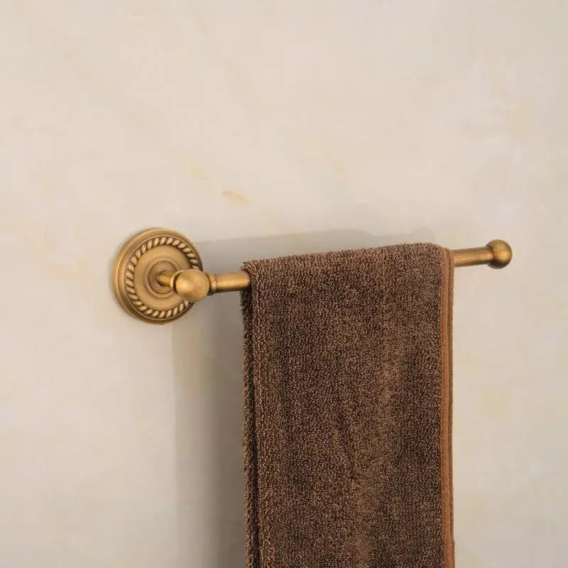 Antique ornate brass round towel ring bathroom holder