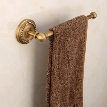 Antique ornate brass round towel ring bathroom holder