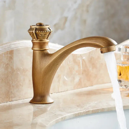 Antique ornate brushed bronze basin faucet bathroom single lever tap