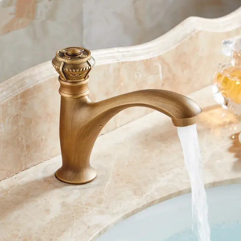 Antique ornate brushed bronze basin faucet bathroom single lever tap