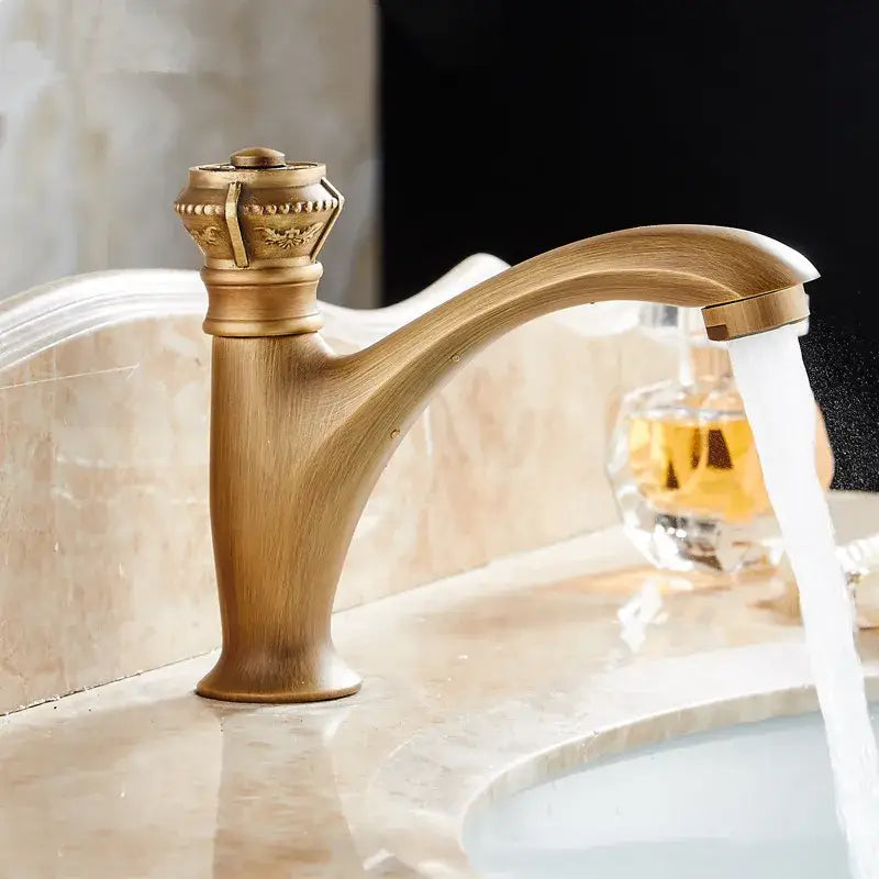 Antique ornate brushed bronze basin faucet bathroom single lever tap