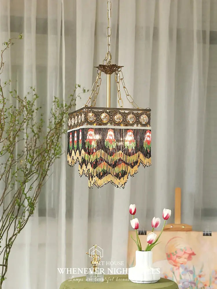 Antique retro black rose tassel pendant lights – living room chandelier