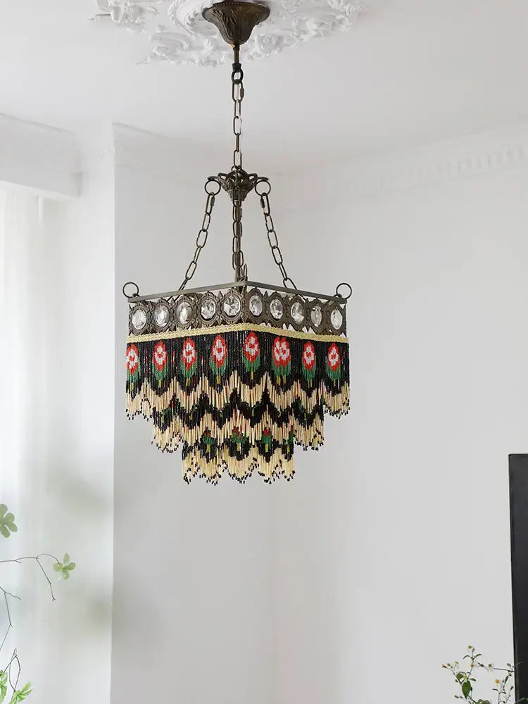Antique retro black rose tassel pendant lights – living room chandelier