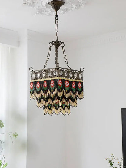 Antique retro black rose tassel pendant lights – living room chandelier