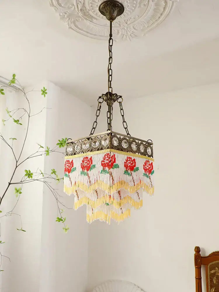 Antique retro black rose tassel pendant lights – living room chandelier