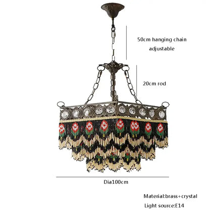 Antique retro black rose tassel pendant lights – living room chandelier