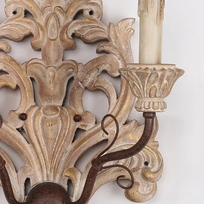Antique solid wood wall lamp living room ornate sconce
