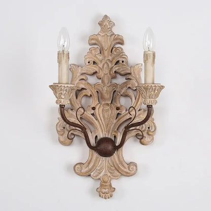Antique solid wood wall lamp living room ornate sconce